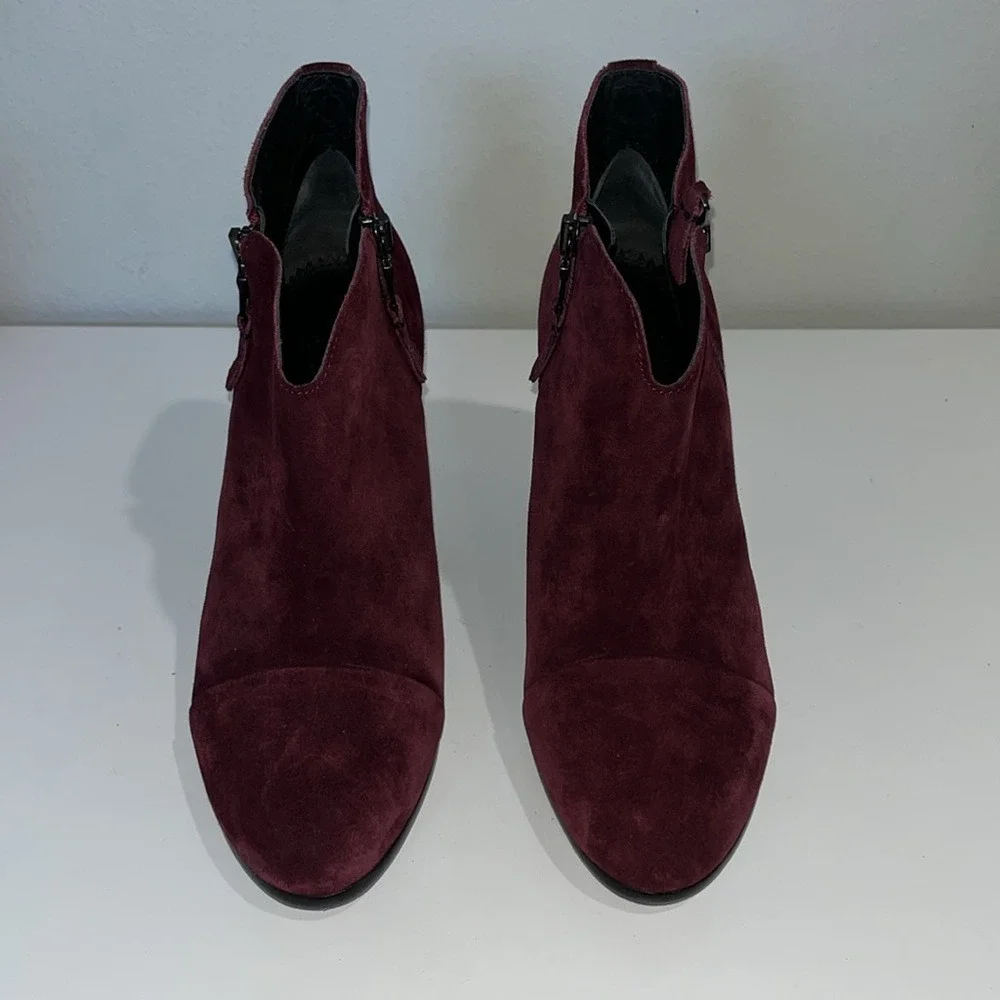 Rag & Bone‎ Women's Burgundy Margot Suede Leather Ankle Boots Sz 8.5 Zippers